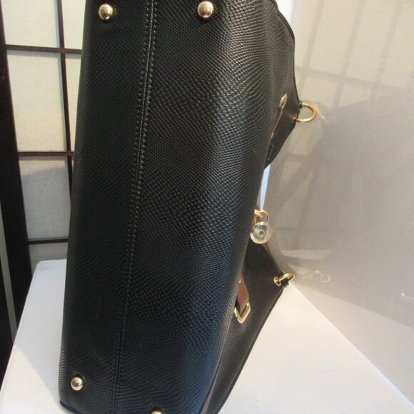 Adriennne Vittadeni, handbag, Faux Leather, Brown & Black, Gold accents, lined. - Picture 14 of 15